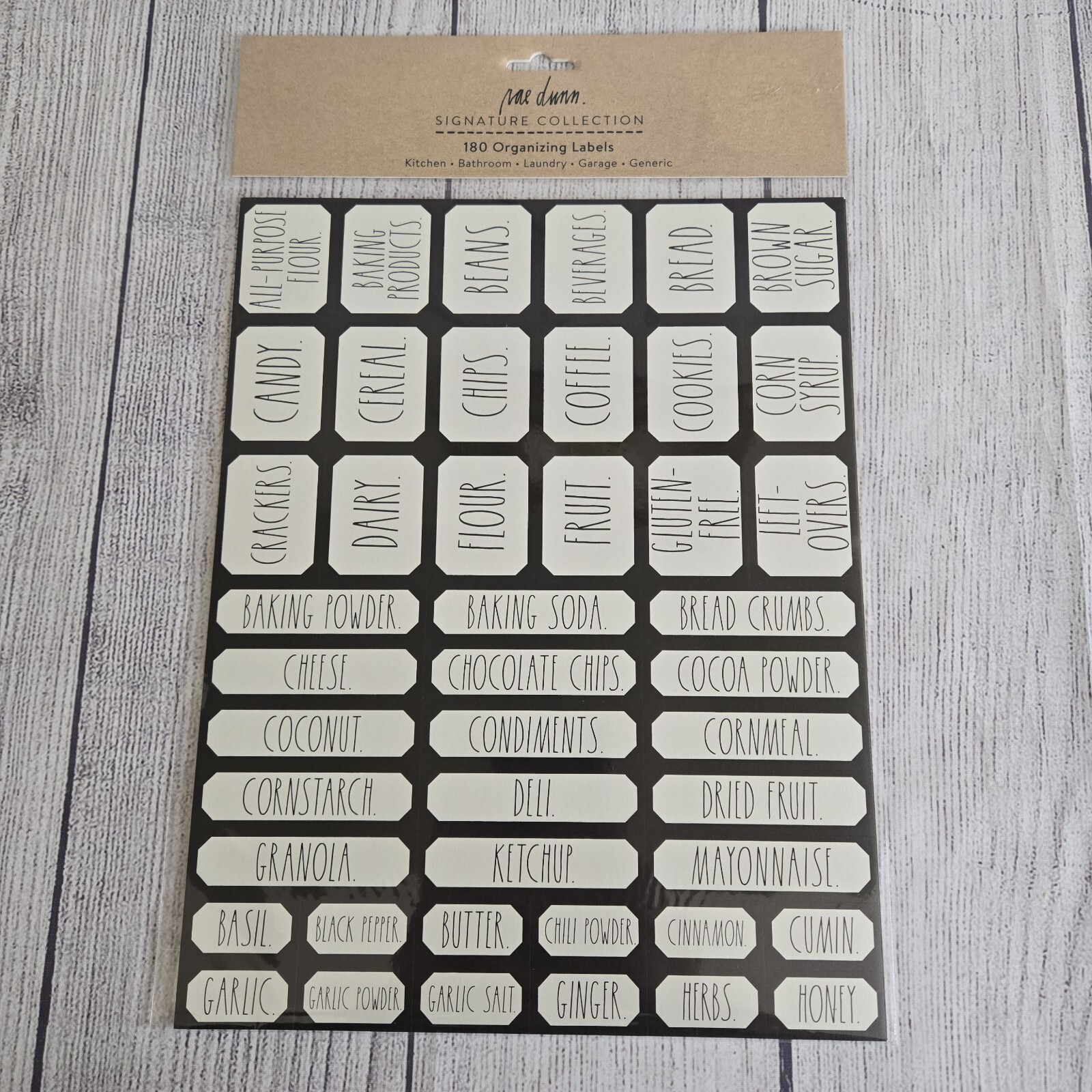 Rae Dunn Signature Collection 180 Organizing Labels Kitchen Bathroom Laundry New