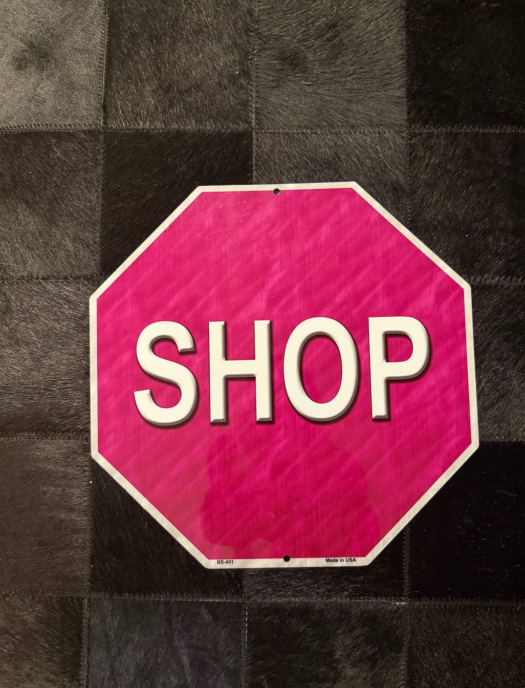 Y2k cute bedroom decor pink Shop stop sign, octagon 12 in x 12 in