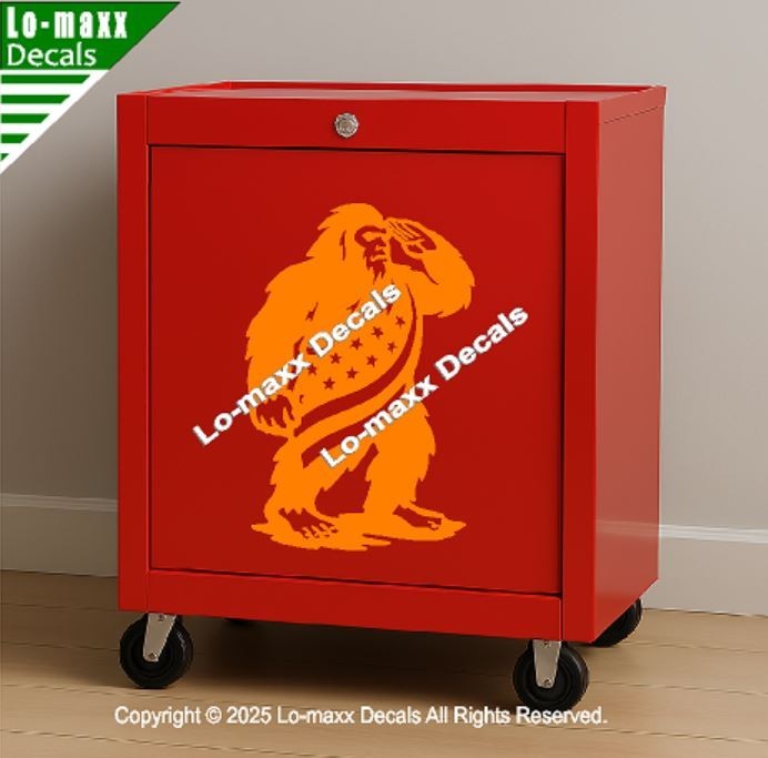 Patriotic Bigfoot Decal American Freedom Flag Sasquatch Sticker USA Vinyl Art