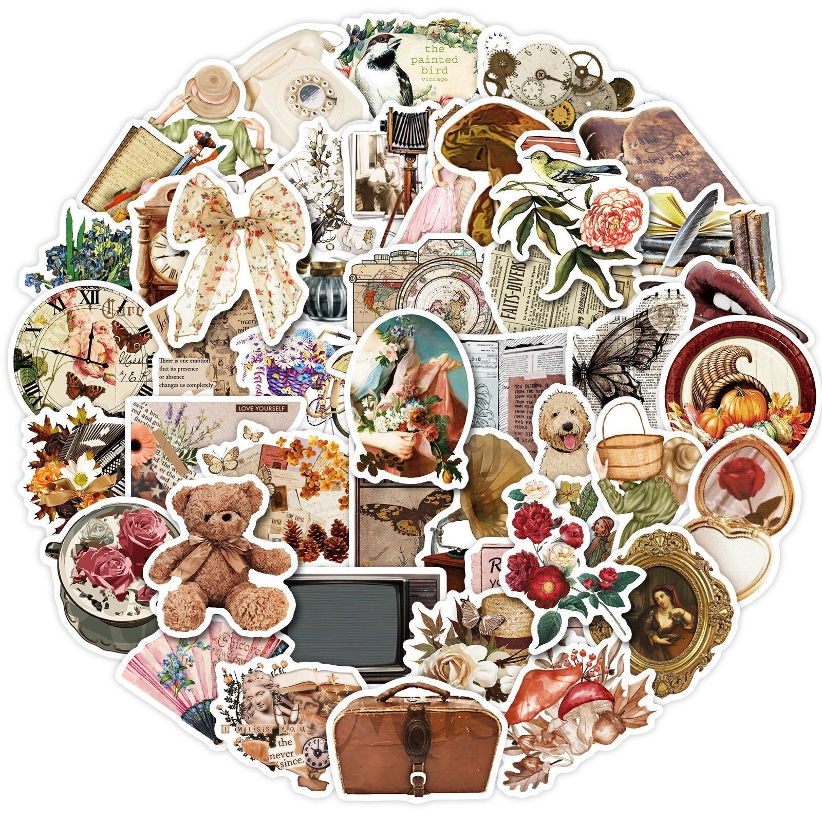 200pcs Retro Cottagecore Vintage STICKER PACK，#170171174200