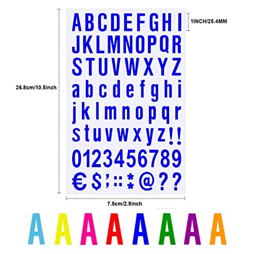8 Sheets Self Adhesive Vinyl Letters Numbers Kit, Mailbox Numbers Sticker for