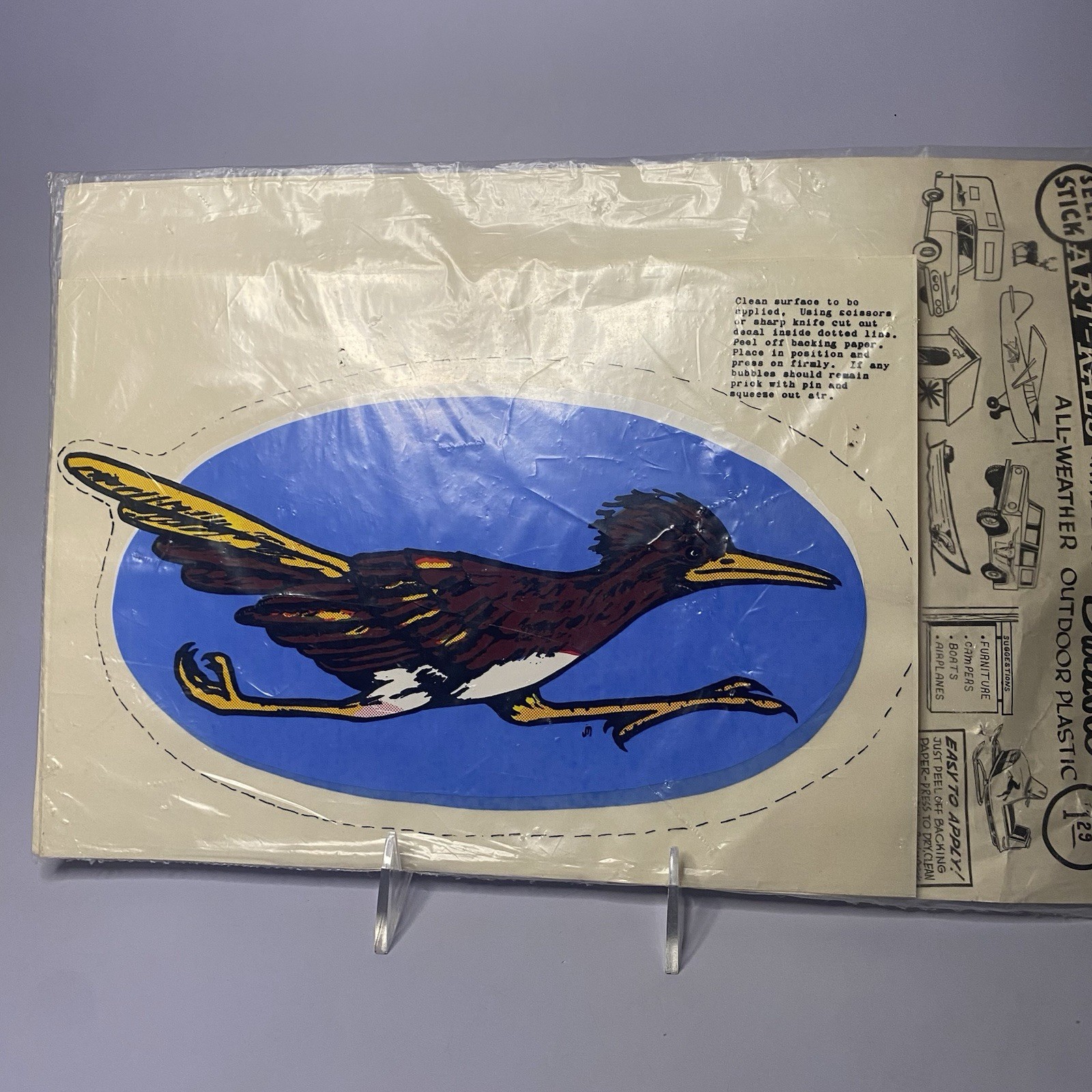 Rare Vintage Roadrunner Self Stick Decal Sticker – Sealed In Original Pkg