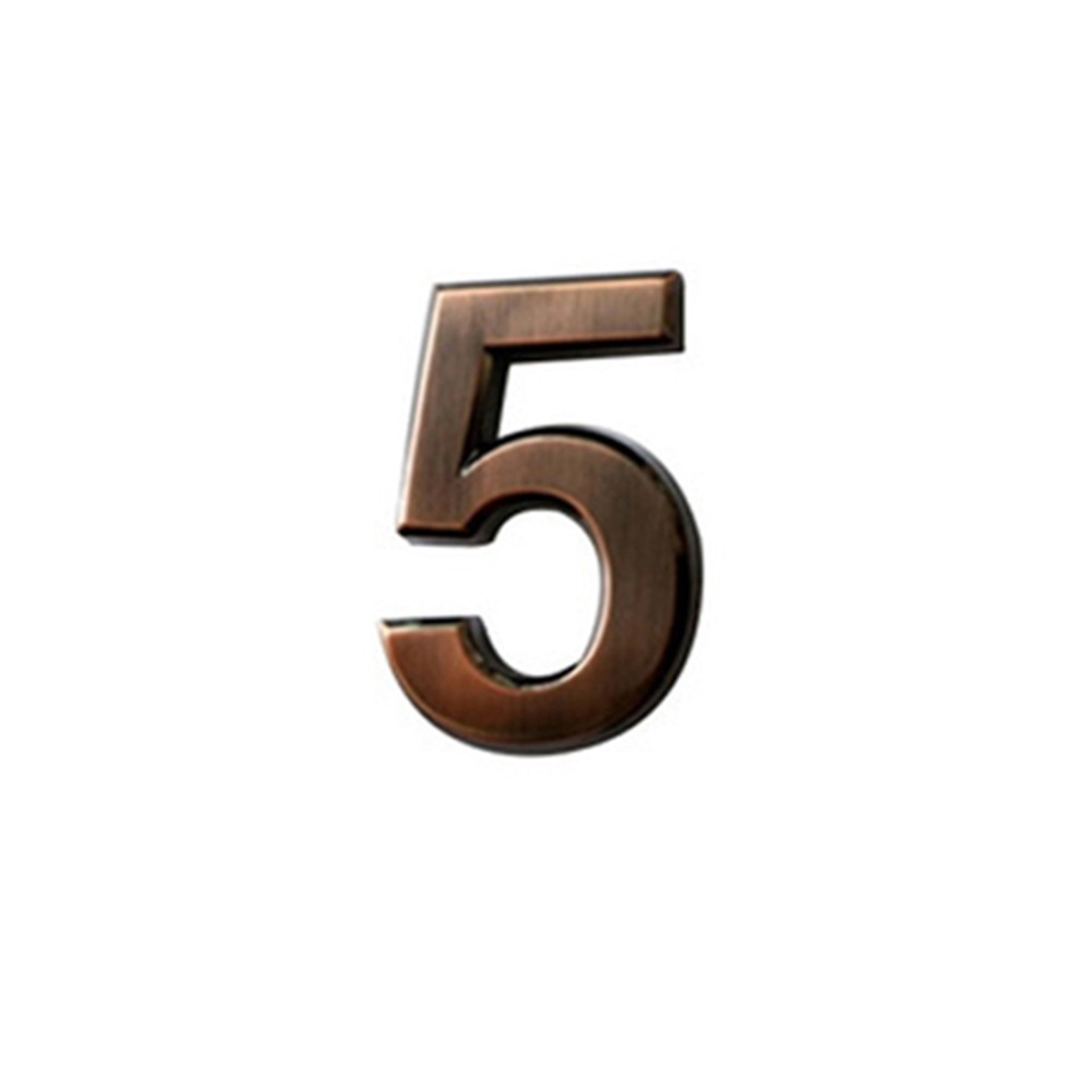 Glossy 3D Bronze House Number Sign for Door Exterior Use ABS Resin 50x35x6mm