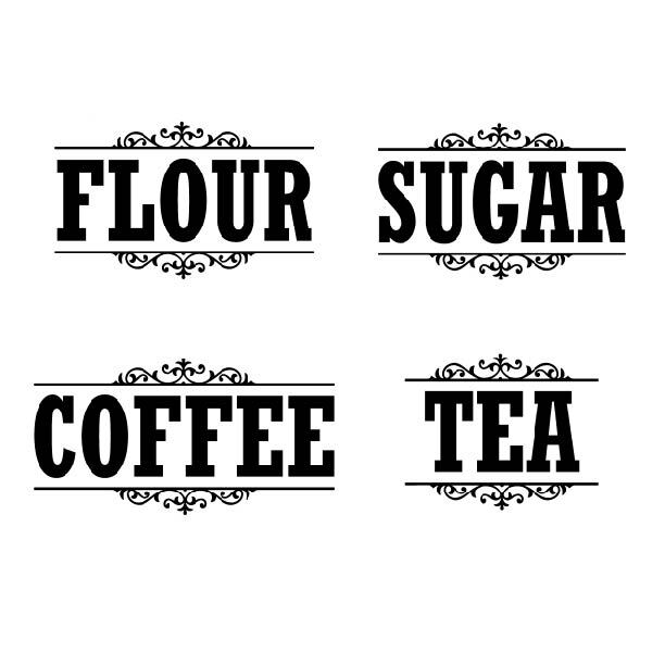 Canister Label Set Decal Stickers Kitchen Home Pantry Flour Sugar Tea Jar Decor