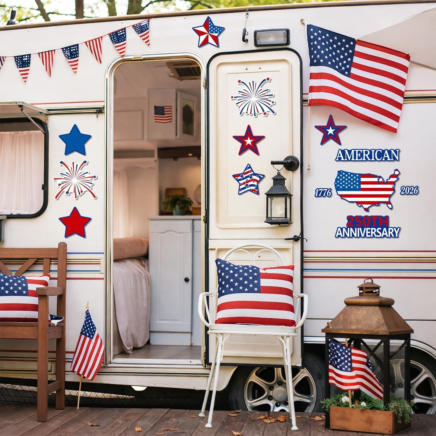 250th Anniversary Patriotic Garage Decoration 13 Pcs Magnet Stickers 4th of July