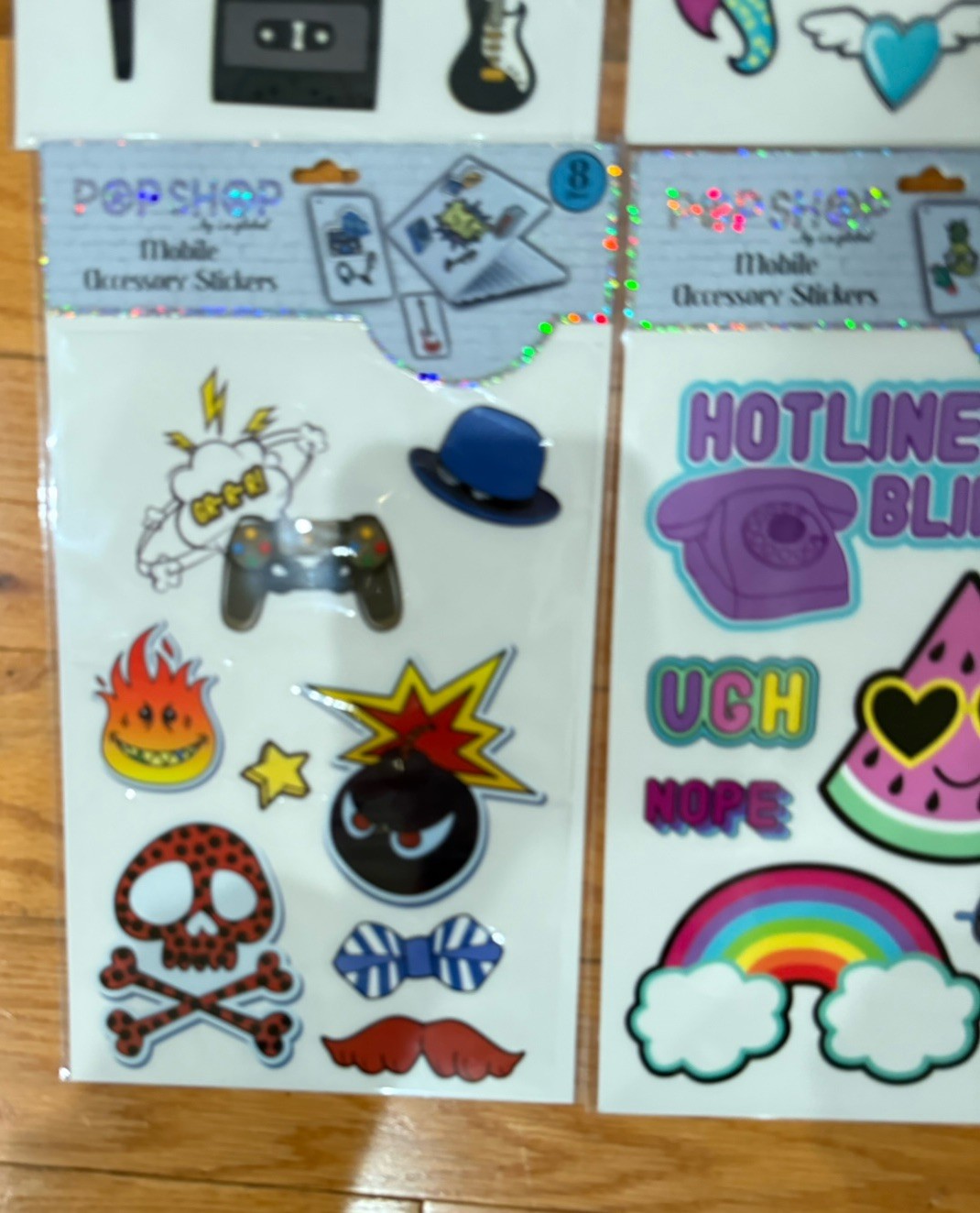 Pop Shop Mobile Accessory Stickers Tiger Pizza 8pc Lot Of 4
