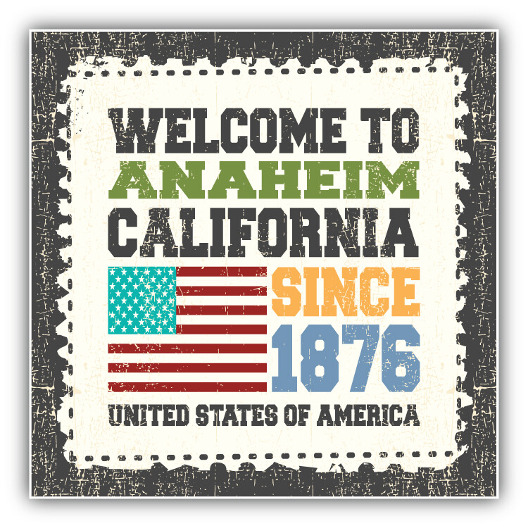 Anaheim Grunge Travel Postage Stamp Car Bumper Sticker Decal