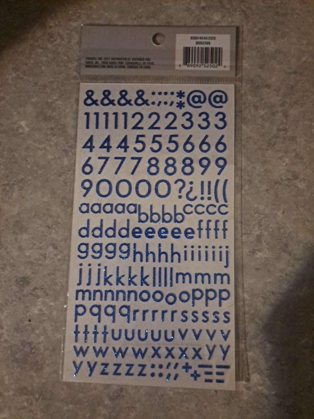 Darice Blue Glitter Letter Stickers. 305 Pc.. 7/16" High And Smaller.