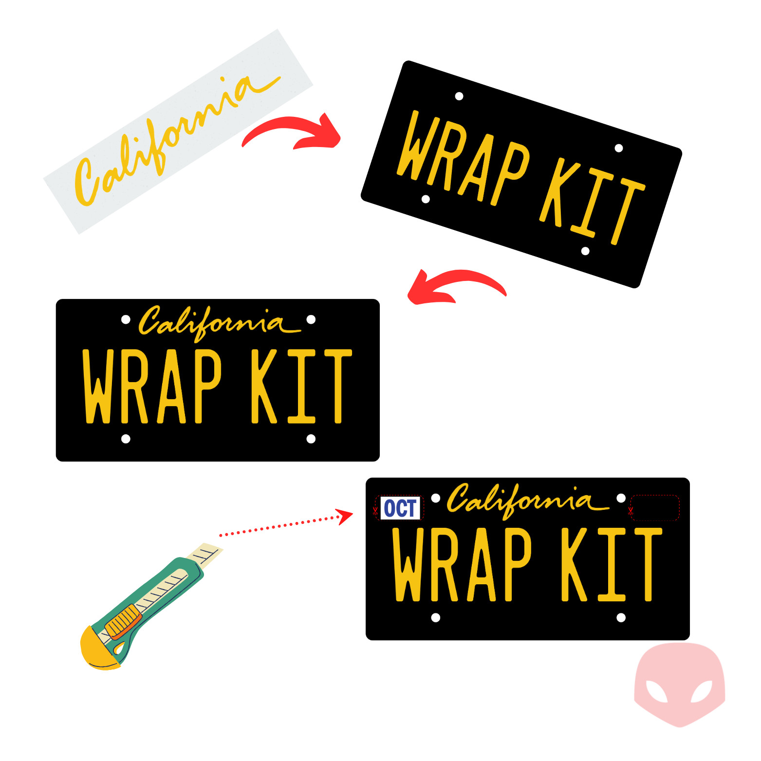 Golden Yellow Reflective California Plate Wrap DIY Kit