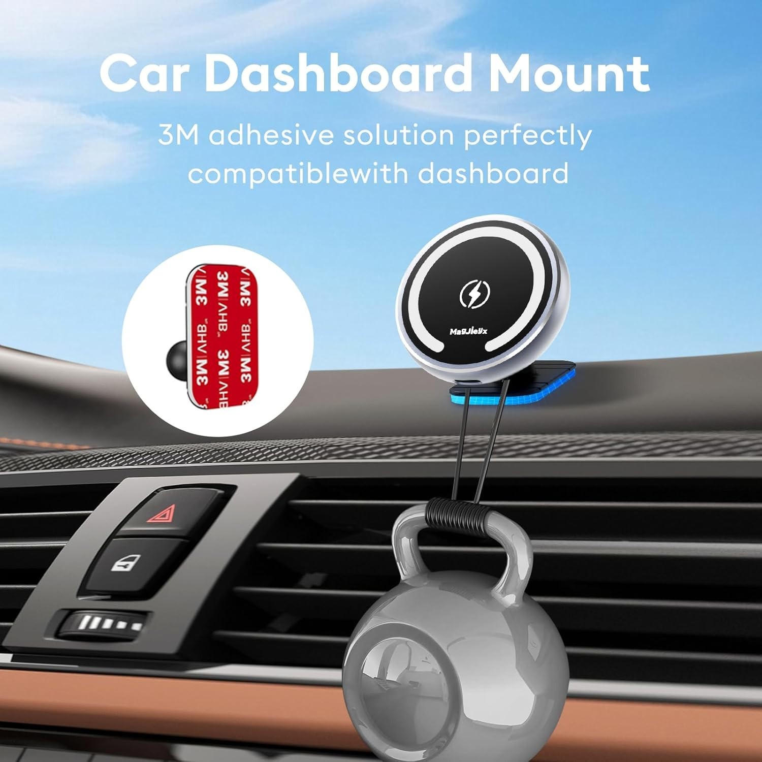 for Magsafe Car Mount Wireless Charger Magnetic Fast Charging Gray