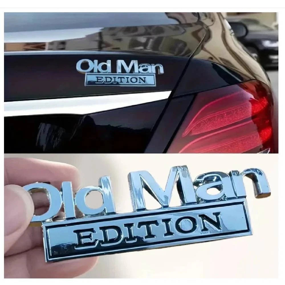 2pcs Old Man Edition Car Emblem 3D Metal Sticker Badge–New Funny Edition Decal