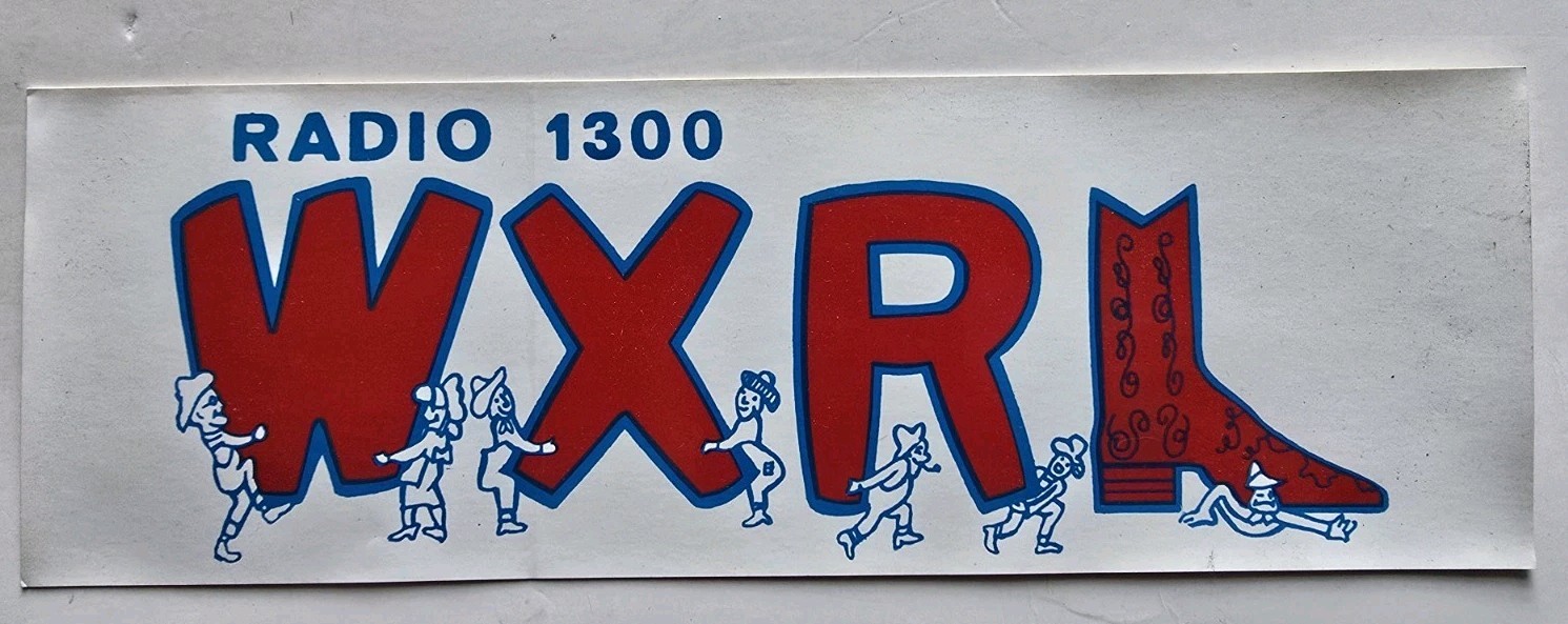 Vintage Radio 1300 WXRL Bumper Sticker Red Blue White UNUSED Vinyl 9"x3" NOS
