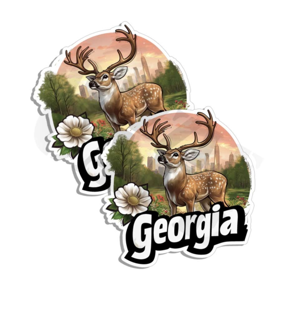 Georgia sticker vinyl decal waterfront White tail doe novelty laptop 2 PACK