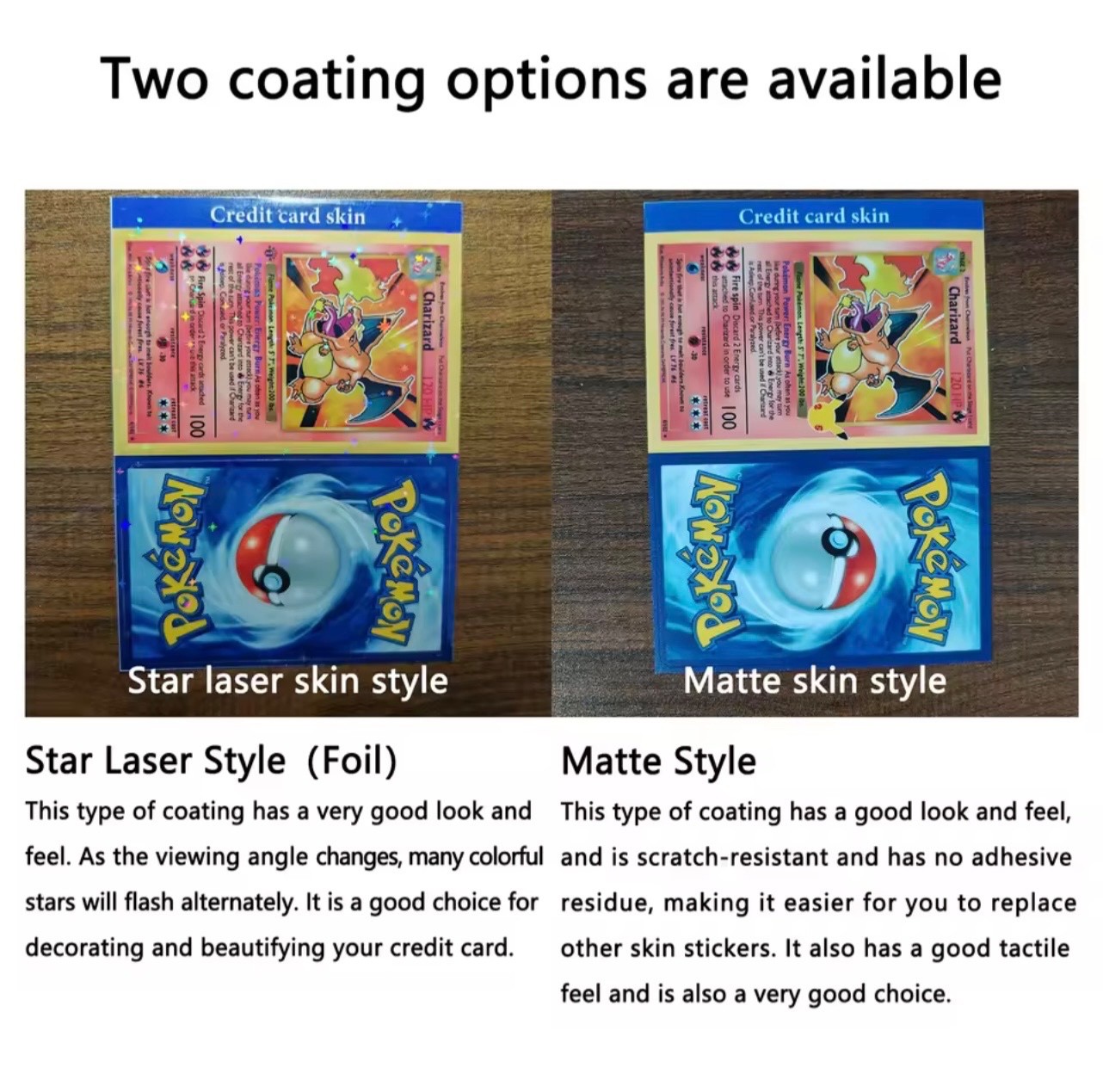 Pokemon Star laser Credit Card Skin Cover / Decal Small chip Die-Cut Sticker