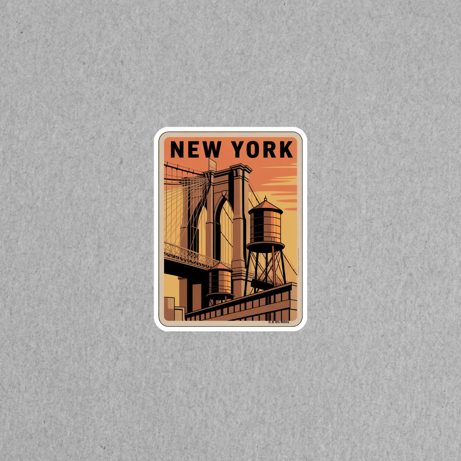 Vintage New York City Skyline Retro Sunset Sticker Decal #7174