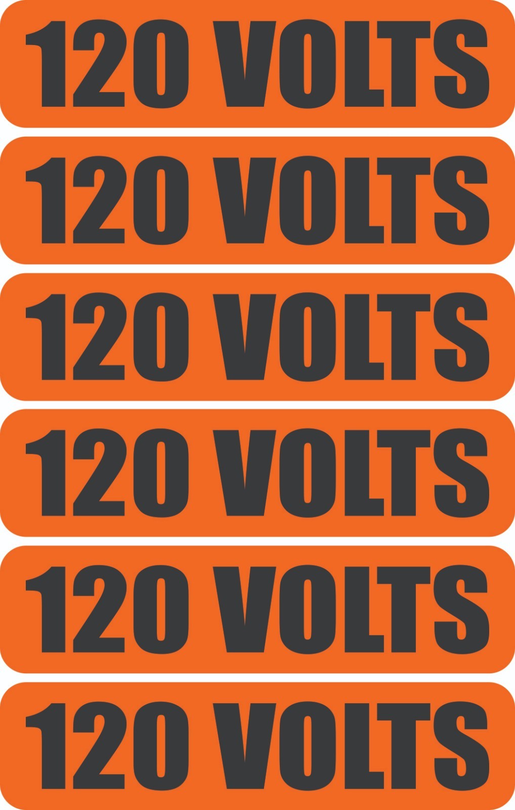 120 Volt Warning Decal – Electrical Panel / Conduit Sticker – Waterproof – 6 Pac