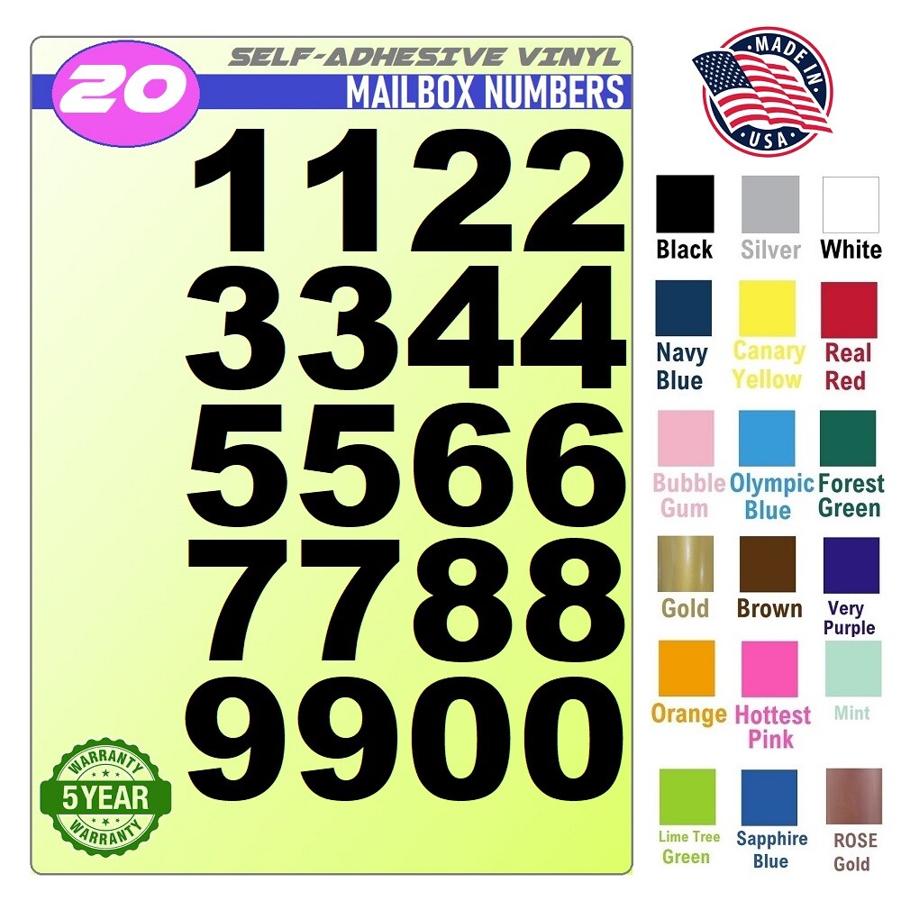 20 Mailbox,Car, Doors, Toolbox,Lockers,Window,bike, Decal Sticker Numbers [Arial