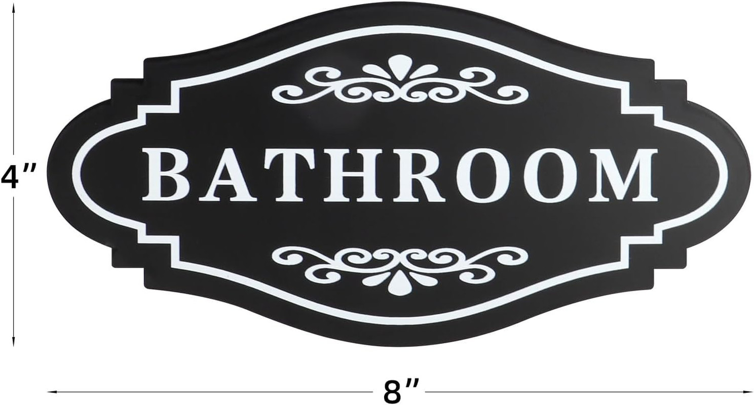 Bathroom Sign Sticker for Business and Home,Self-Adhesive Cute Bathroom Decor fo