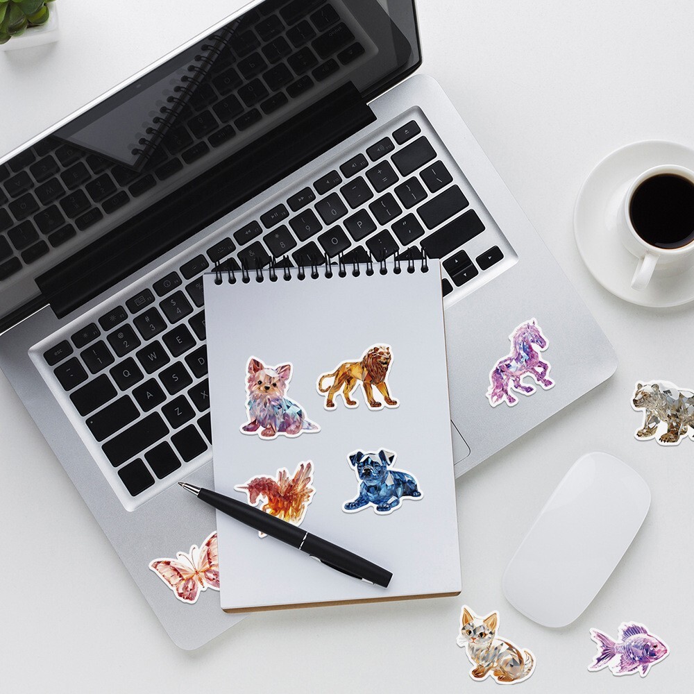 50pcs Waterproof Vinyl Stickers Cartoon 3D Crystal Animals Luggage Phone Laptop