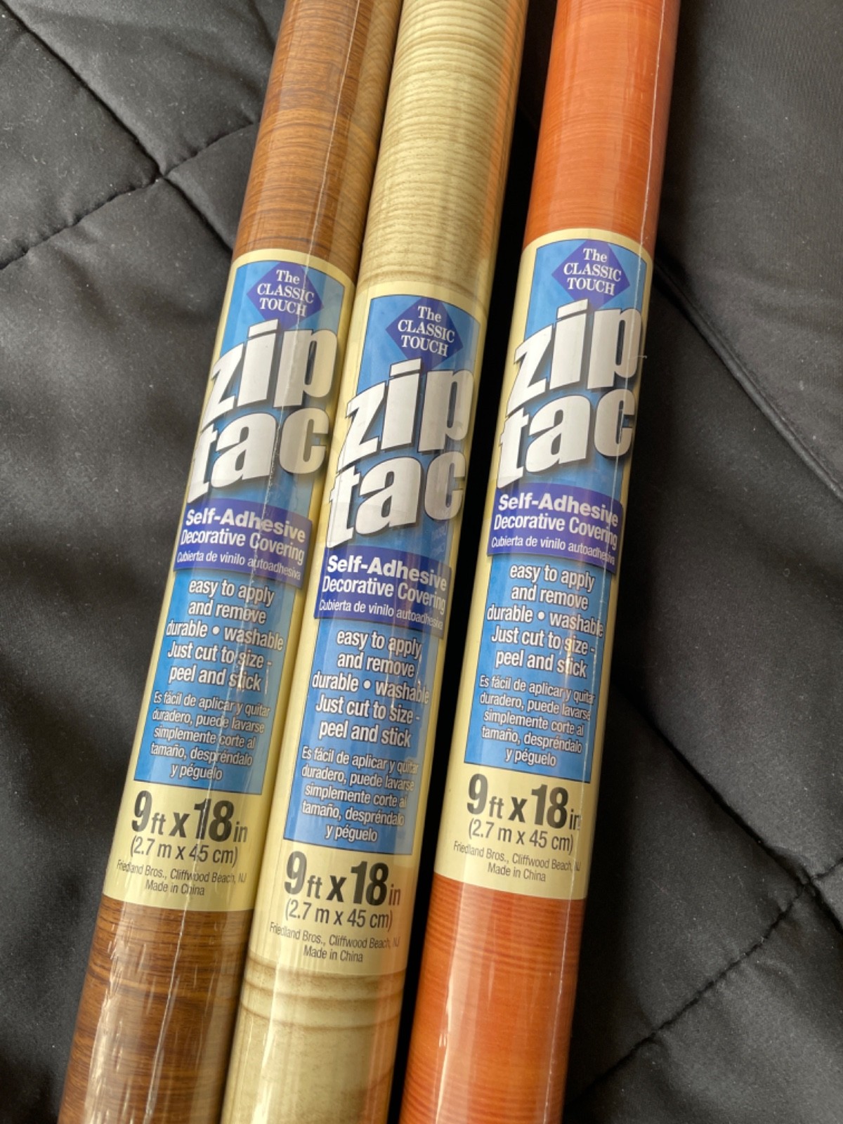 3 Pack Self adhesive Decorative Covering 9ft x 18in wood-like colors