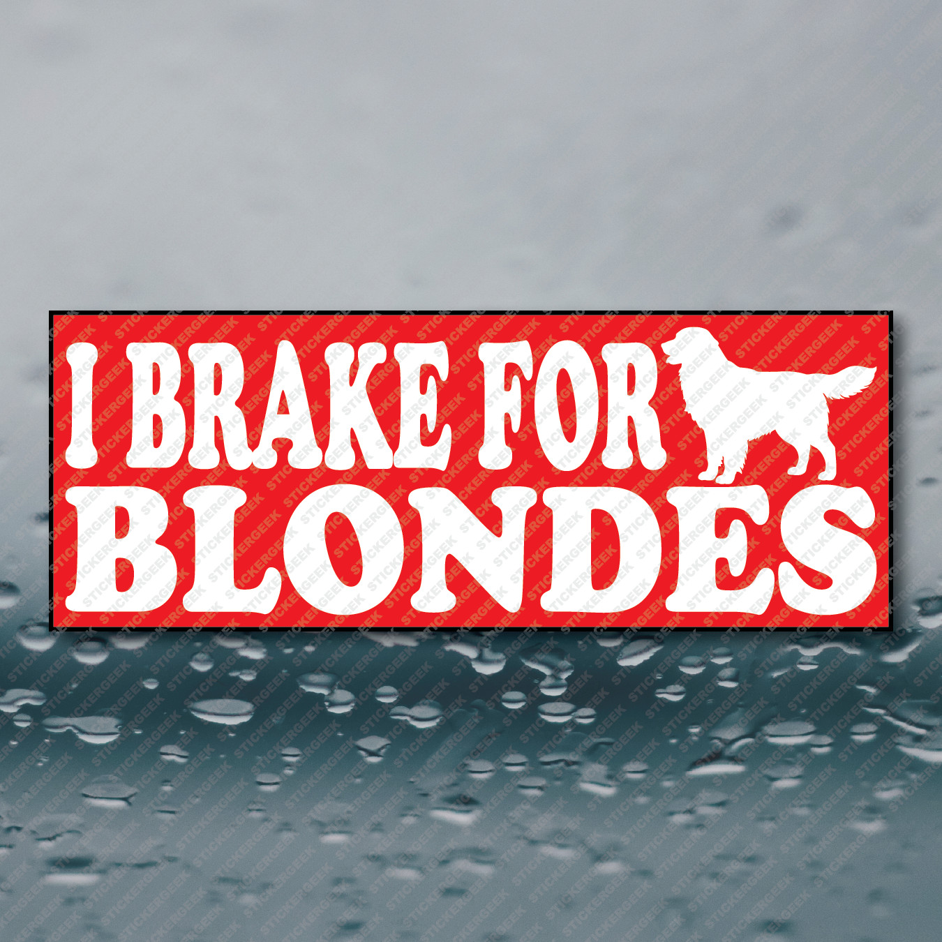 I BRAKE FOR BLONDES Golden Retriever Funny Meme Prank Gag Gift Joke Sticker 8×3