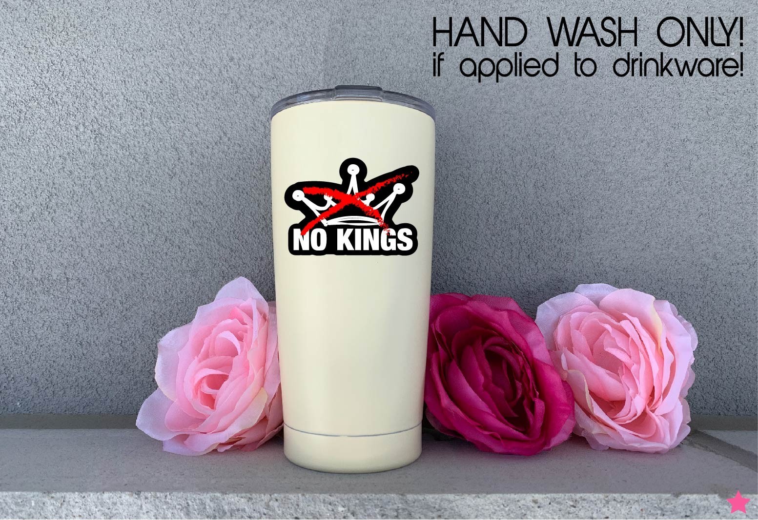 No Kings Decal Sticker Protest Anti MAGA Trump Ice 47 King Peaceful Crown FDT