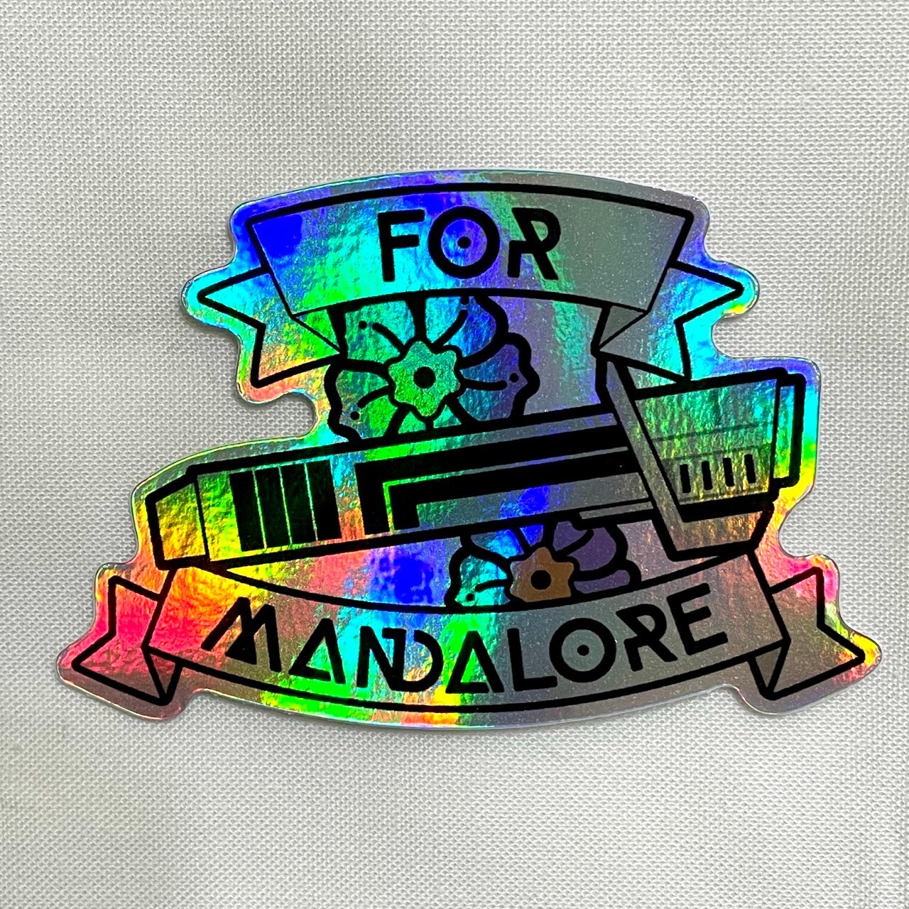 Star Wars Mandalorian For Mandalore Darksaber holographic sticker
