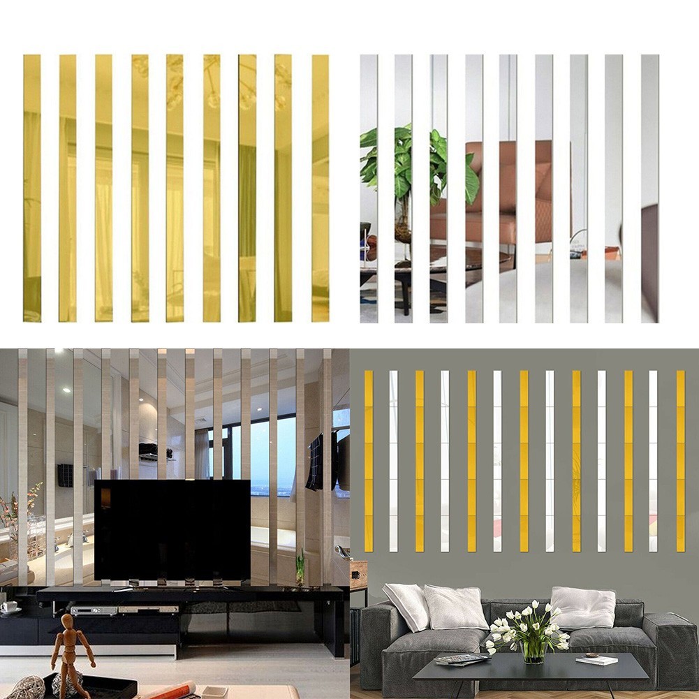 Wall Sticker Long Strip Mosaic Spare Parts 10Pcs 5x50cm Accessories Decor