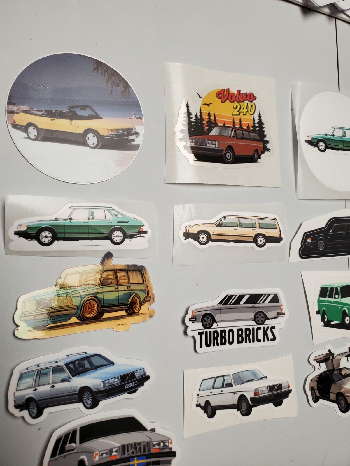 VOLVO 240 STICKERS, SAAB 900 STICKERS, Delorean Stickers – LOT of 13 RARE!!
