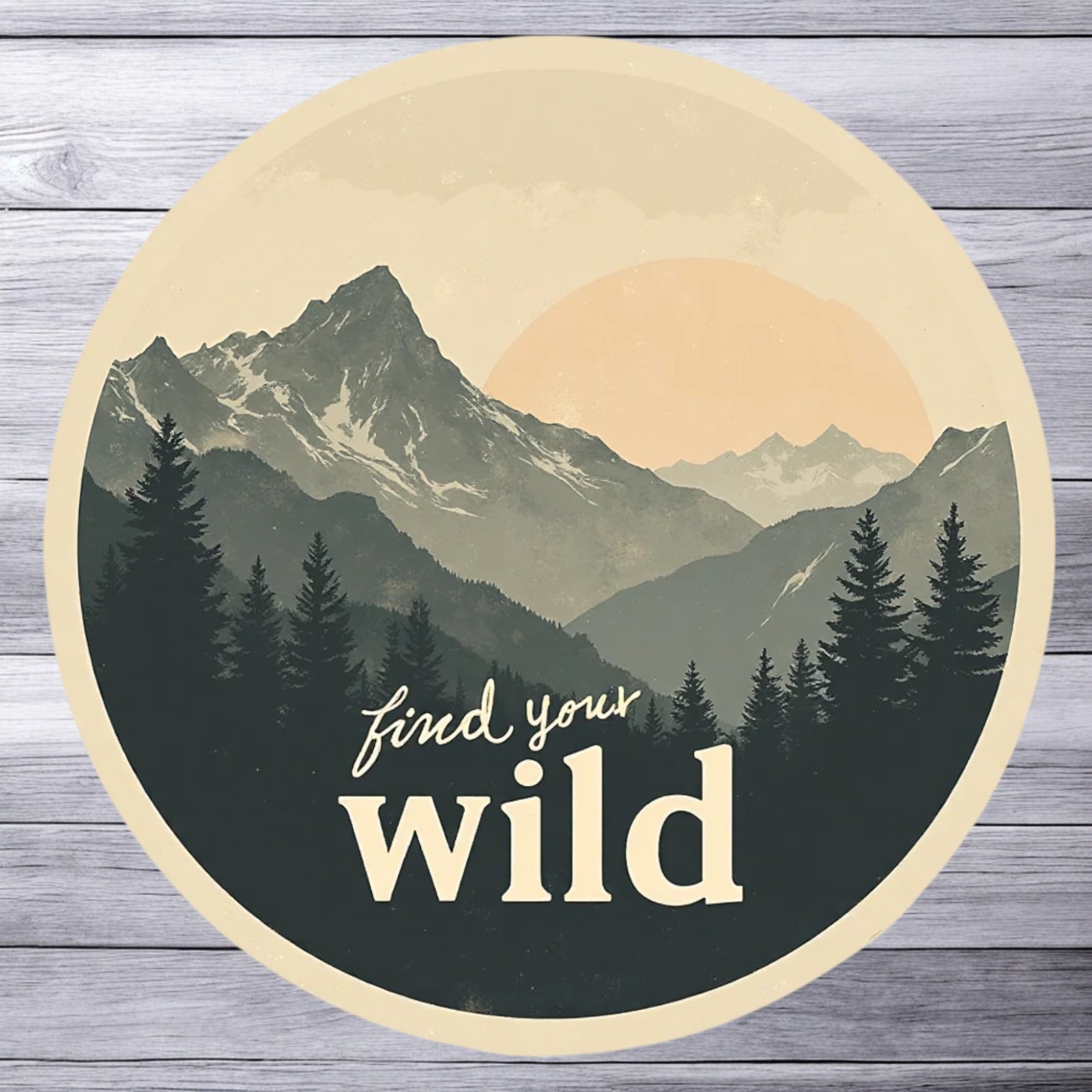 Nature sticker vinyl decal find your wild mountains forest scenic art