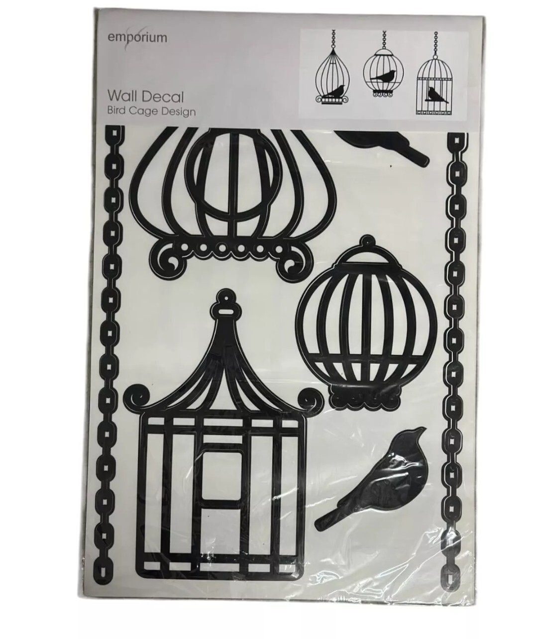 Bird Cage Wall Decal Set – 2 Large, 3 Medium, 1 Small with Birds & Chains