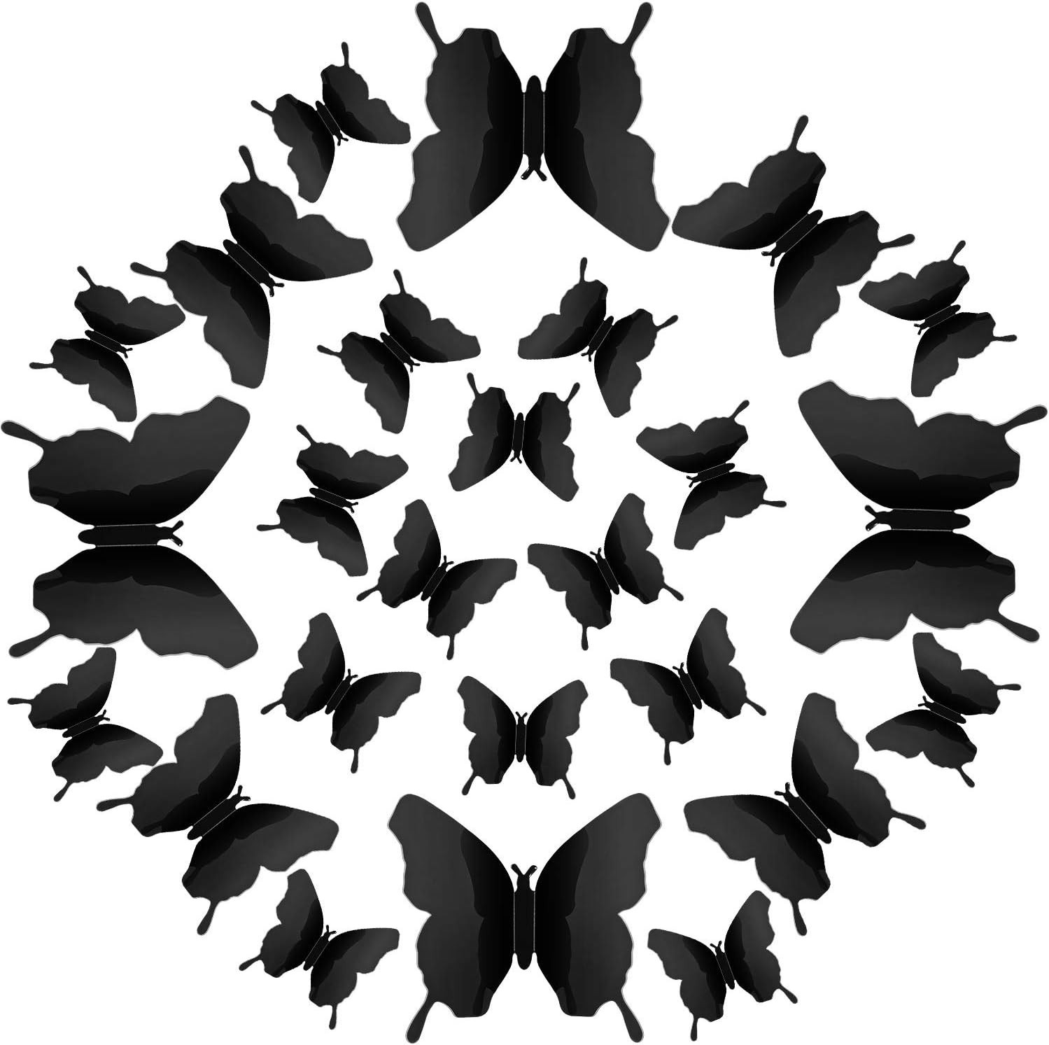 Gorgeous 48 Black Mirror Butterfly Removable Wall Stickers for All Occasions