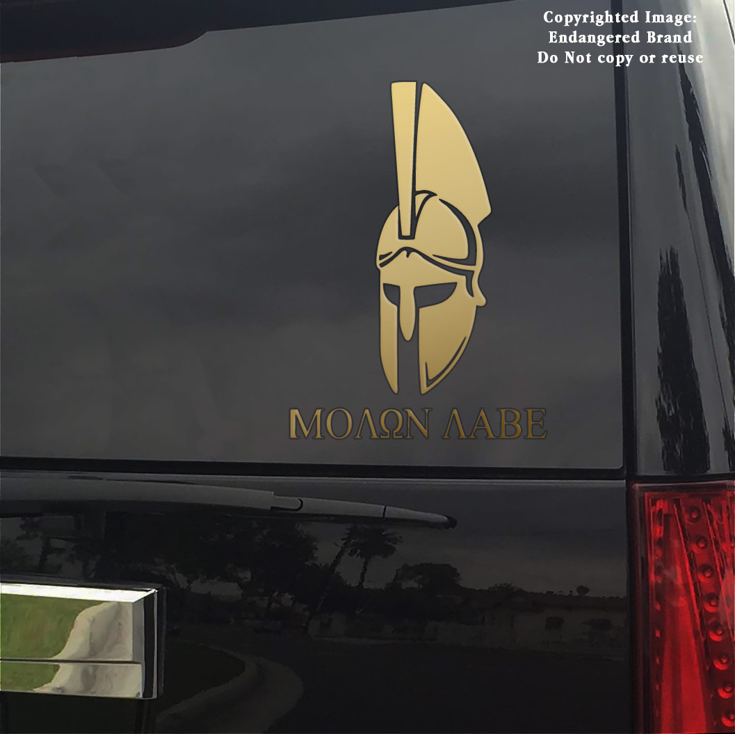 Spartan Helmet right Molan Labe Molon Come and Take It 2nd Amendment sticker