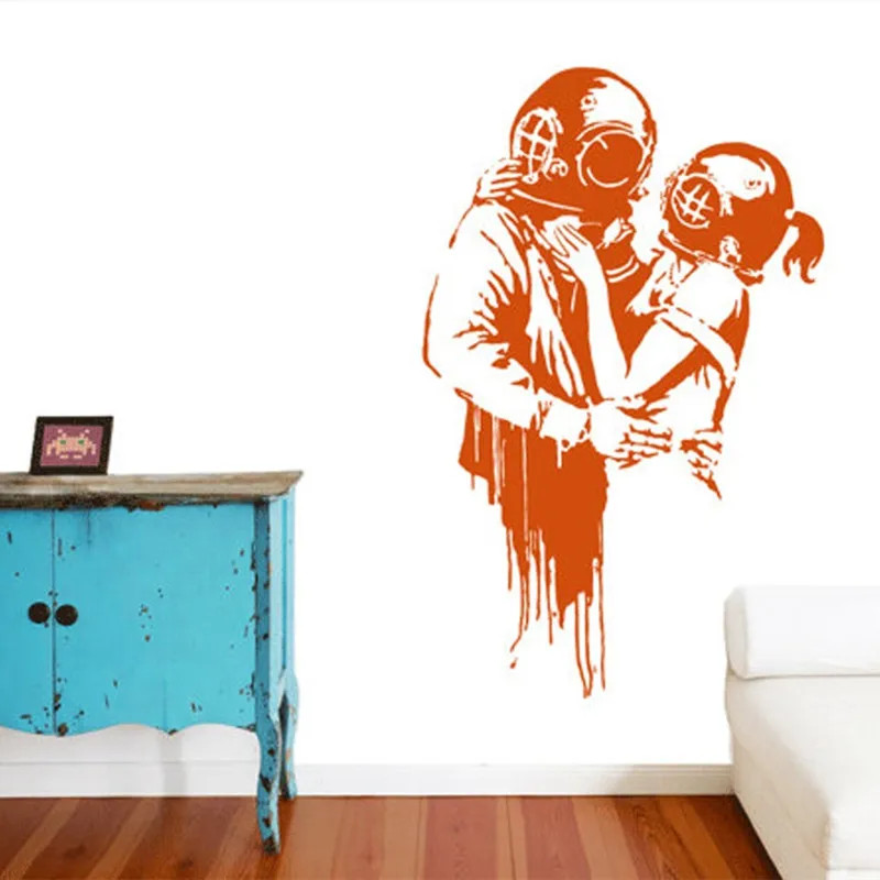 Banksy Wall Decal THINK TANK LOVE Street Sticker Scuba Diving Tank Girl Diver