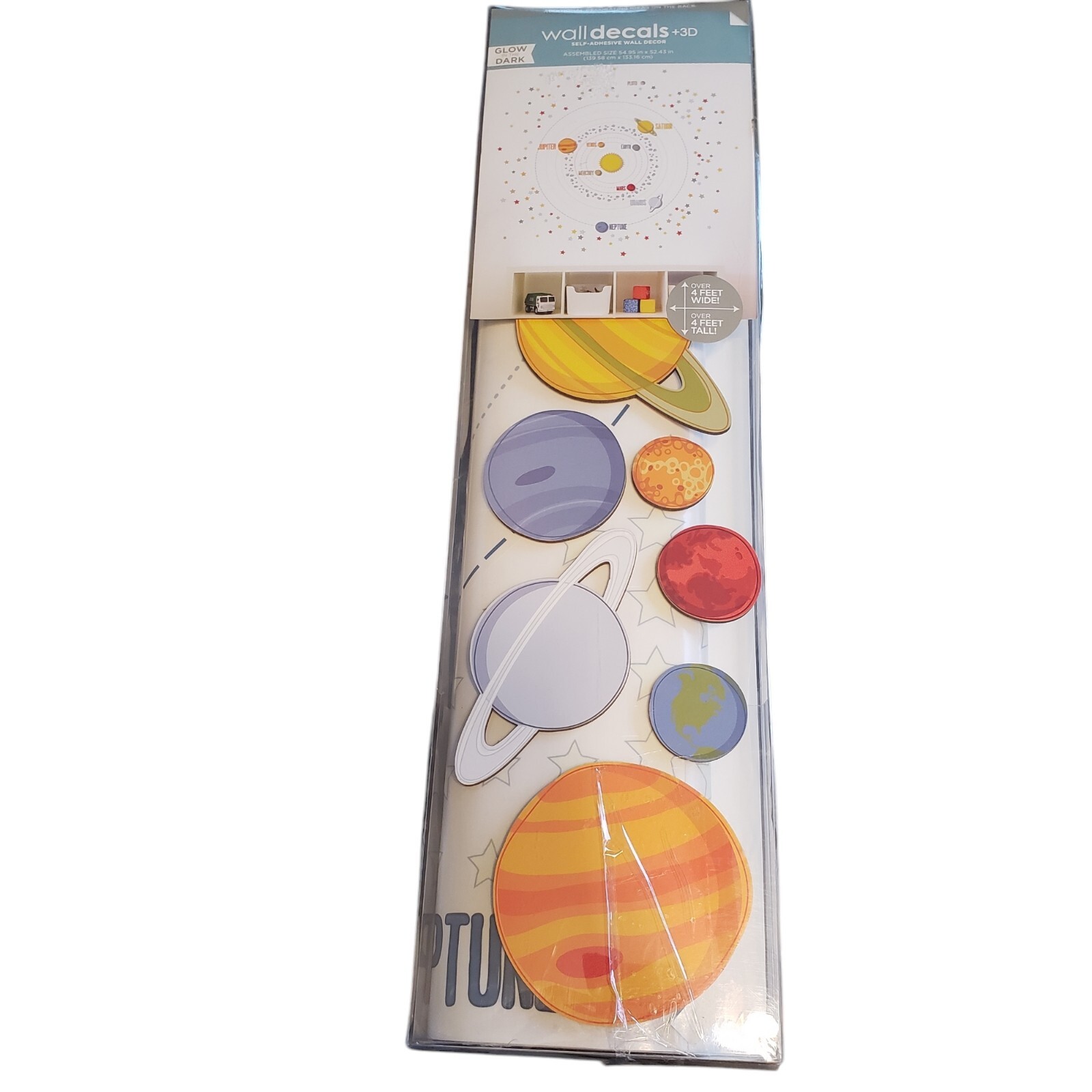 3D Glow in The Dark Solar System Wall Decals Wall Stickers Planet Ceiling 4×4 ft