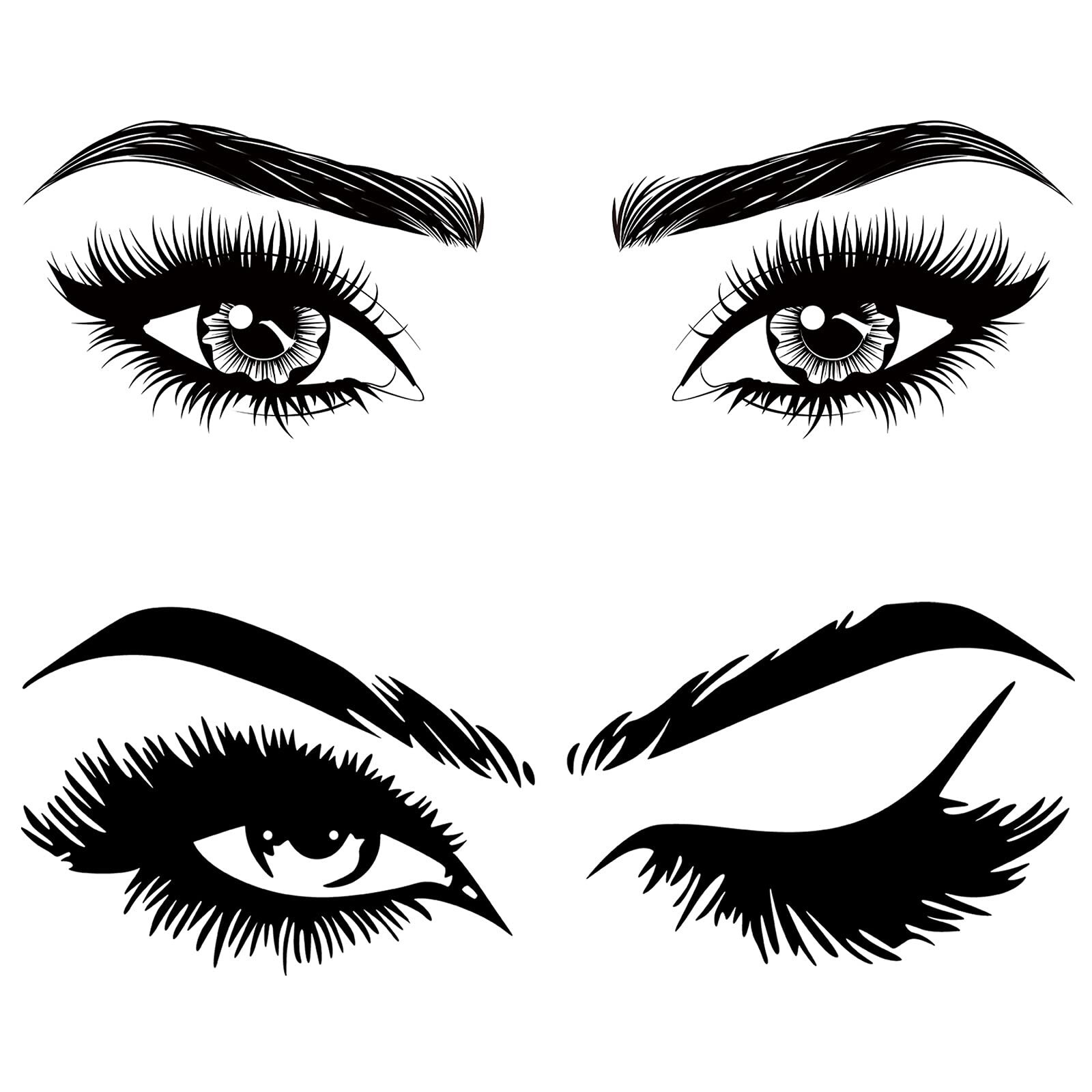 2 Pieces Eyes Wall Decal Big Eyes Wall Stickers Fashion Eyelash Wall Sticker …