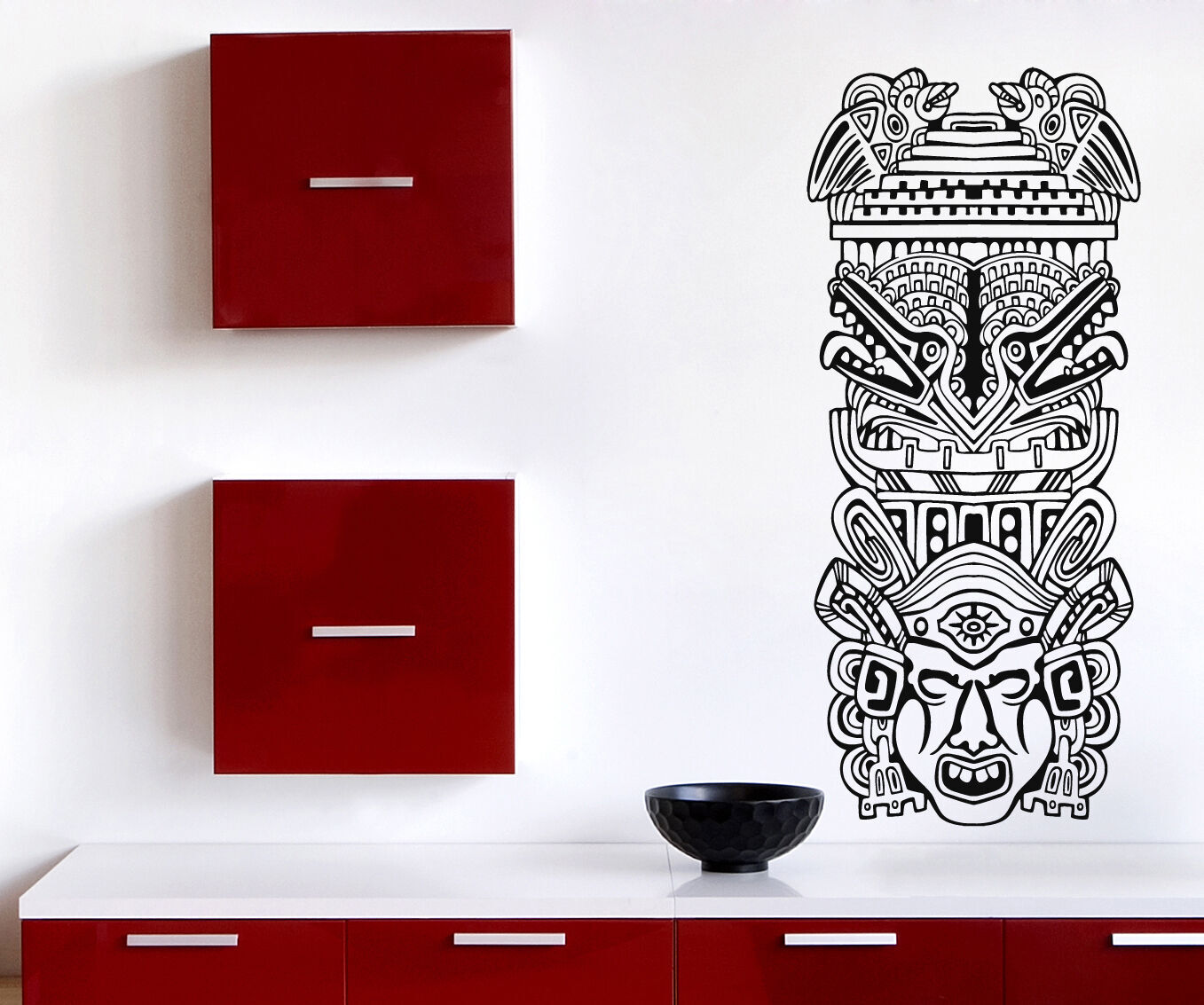 Ritual Mask Vinyl Wall Sticker North American Aztec Totem Poles (n725)