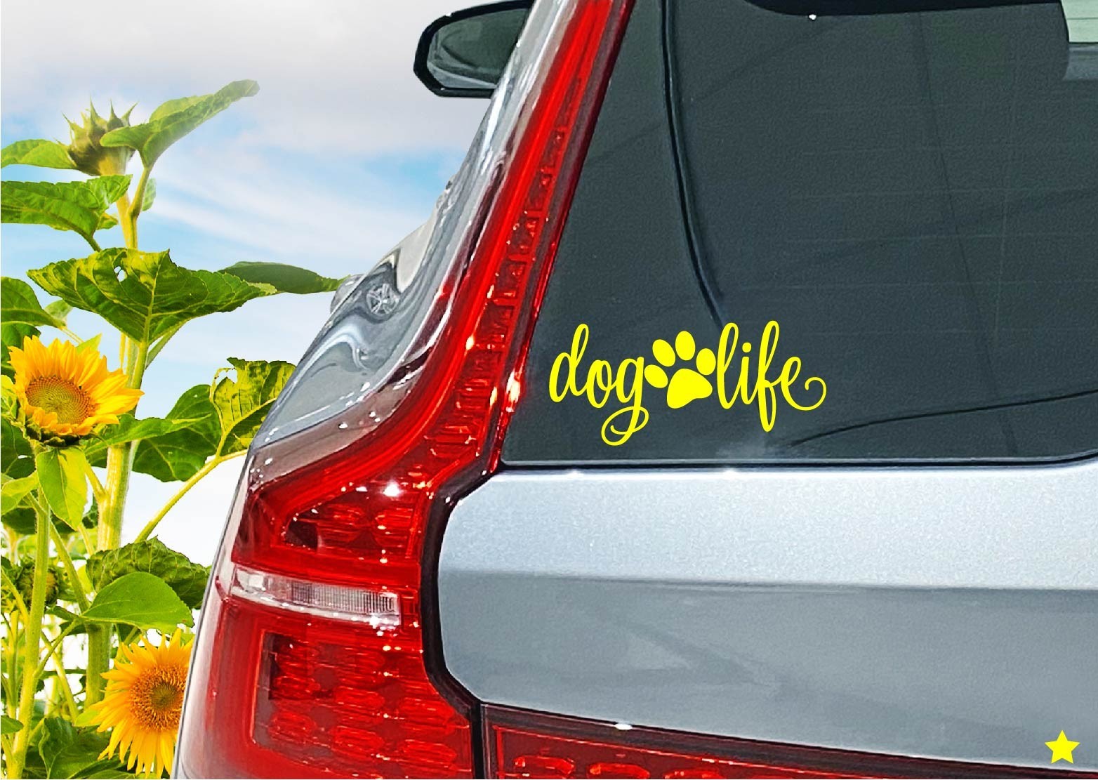 Dog Life Paw Script Decal Sticker Pet Love Dogs Pawprint Puppy Woof Rescue Breed