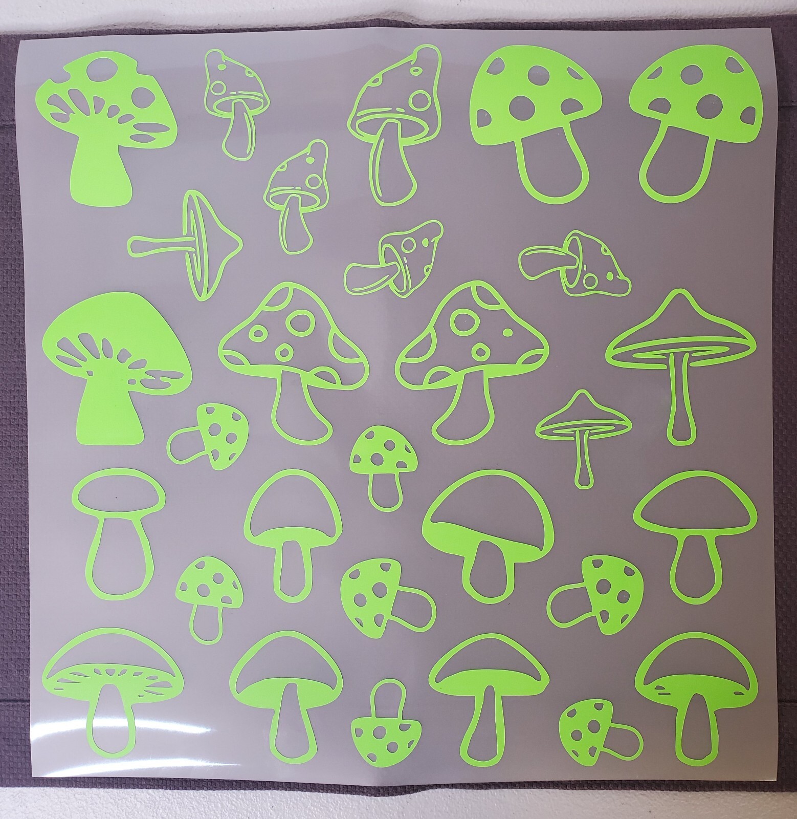 Glow In The Dark Vinyl Decals Trippy Shrooms Decor Lit Stickers New Full Sheets