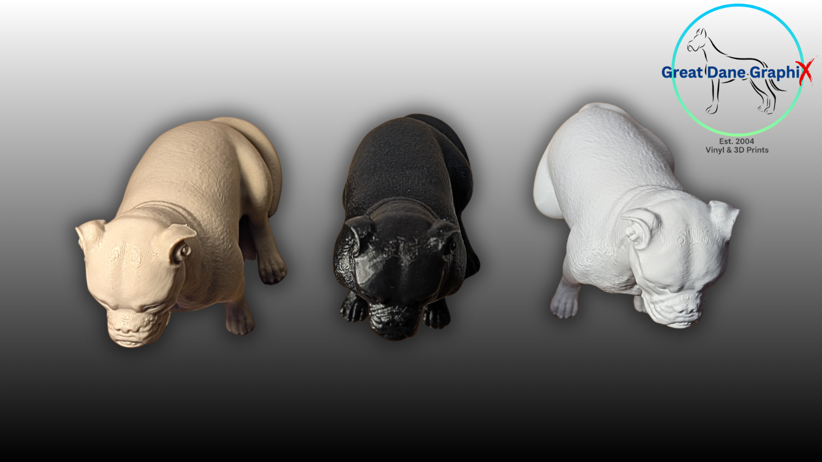 Bulldog Figure & Decal Set – 3D Printed – Paintable DIY Dog Combo Set