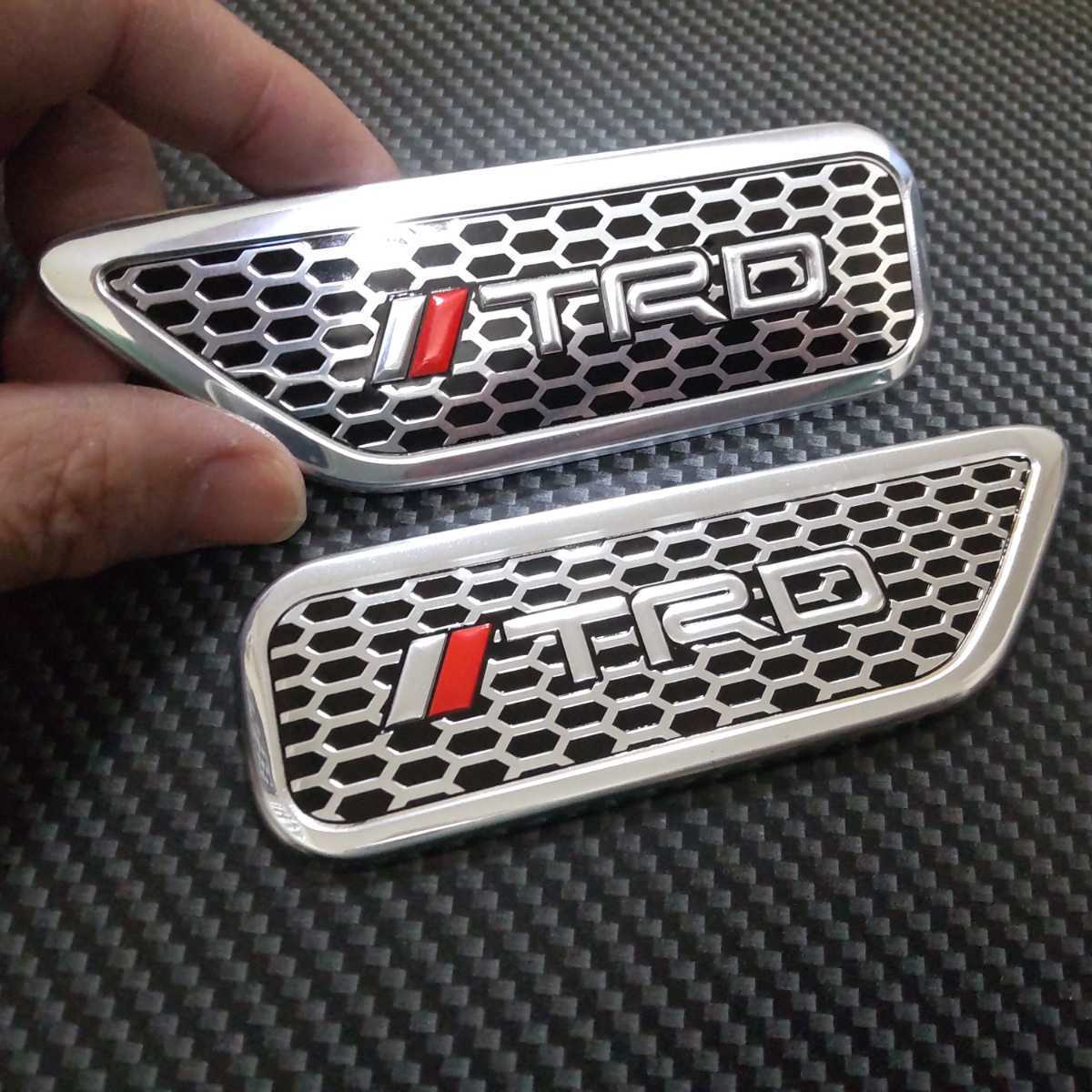 2 Pcs TRD Emblem Wings Decor Auto Car Fender Badge Car Body Side Stickers