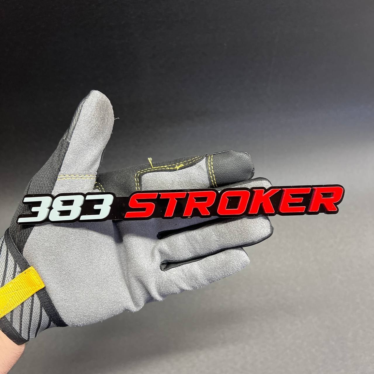 1X 383 stroker Custom 3D Car Emblem Multicolor Acrylic Badge Gray / Red / black