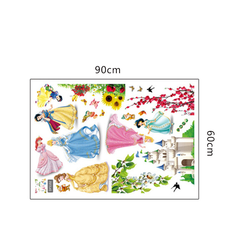 Large Princess Castle Wall Stickers Colorful Vinyl Decal Girls Kids Bedroom Art