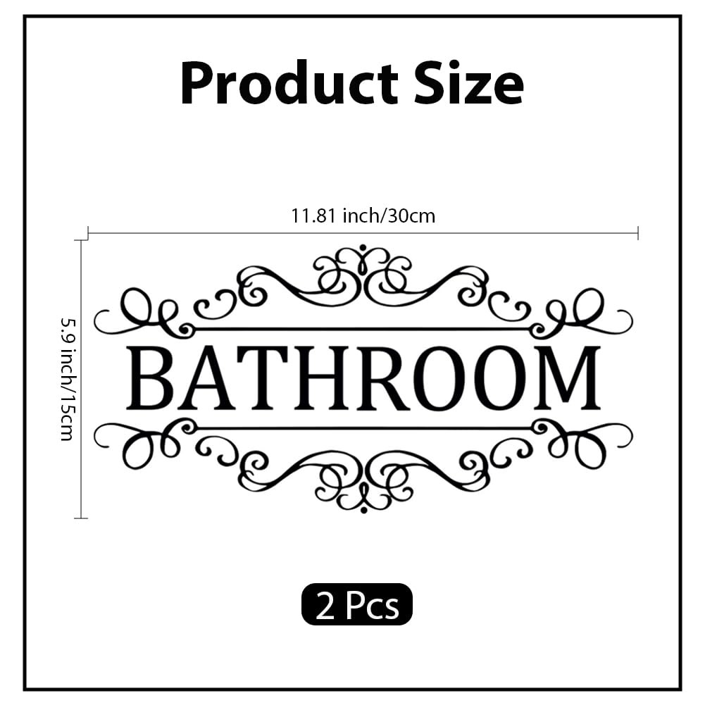 2Pcs Bathroom Sign Sticker for Business and Home Waterproof PVC Restroom Sign…
