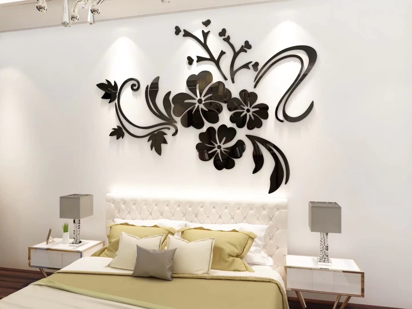 Wall Stickers 3D Flower Pattern – Family Wall Decals Living Room Wall Decor S…