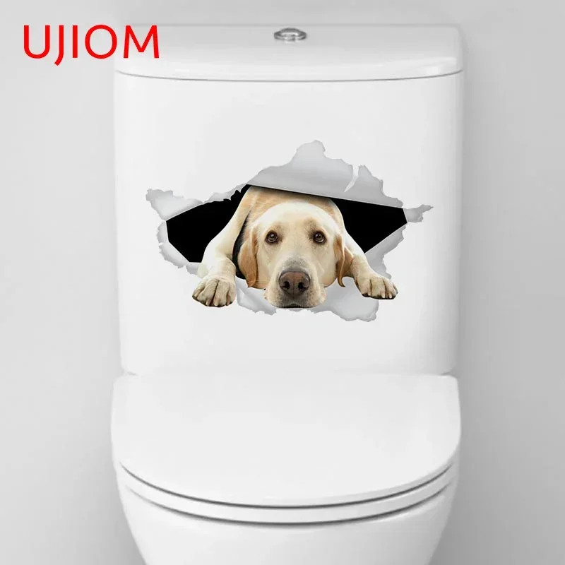 UJIOM 13cm Adorable Dog Wall Crack Sticker Personality Cupboard Home Decal