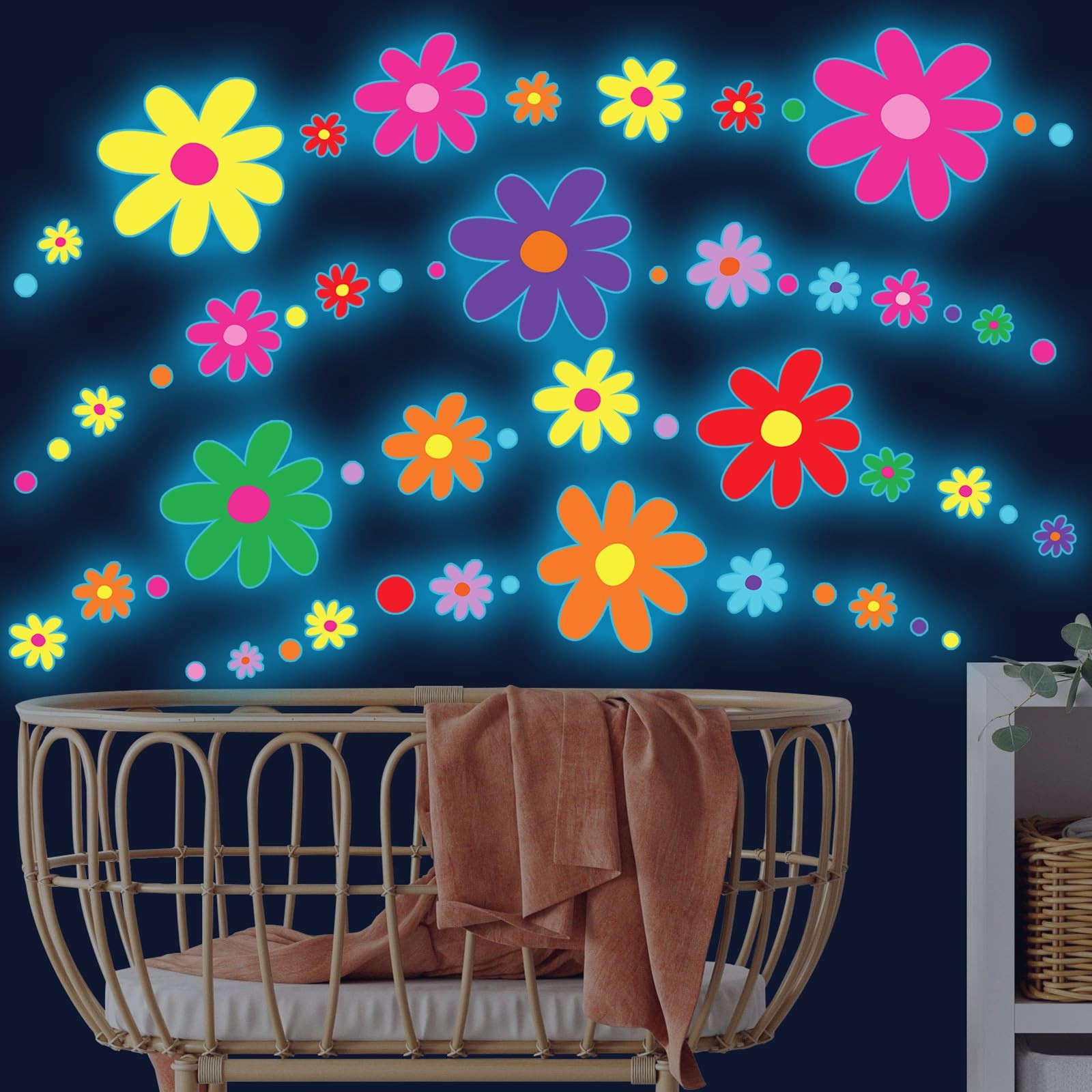 Glow in The Dark Big Daisy Wall Decals，Glowing Luminous Daisy Wall Stickers C…