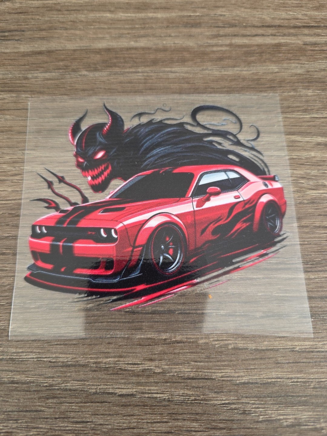 Dodge Challenger Demon High Quality Waterproof Raised UV DTF Window Decal 4in