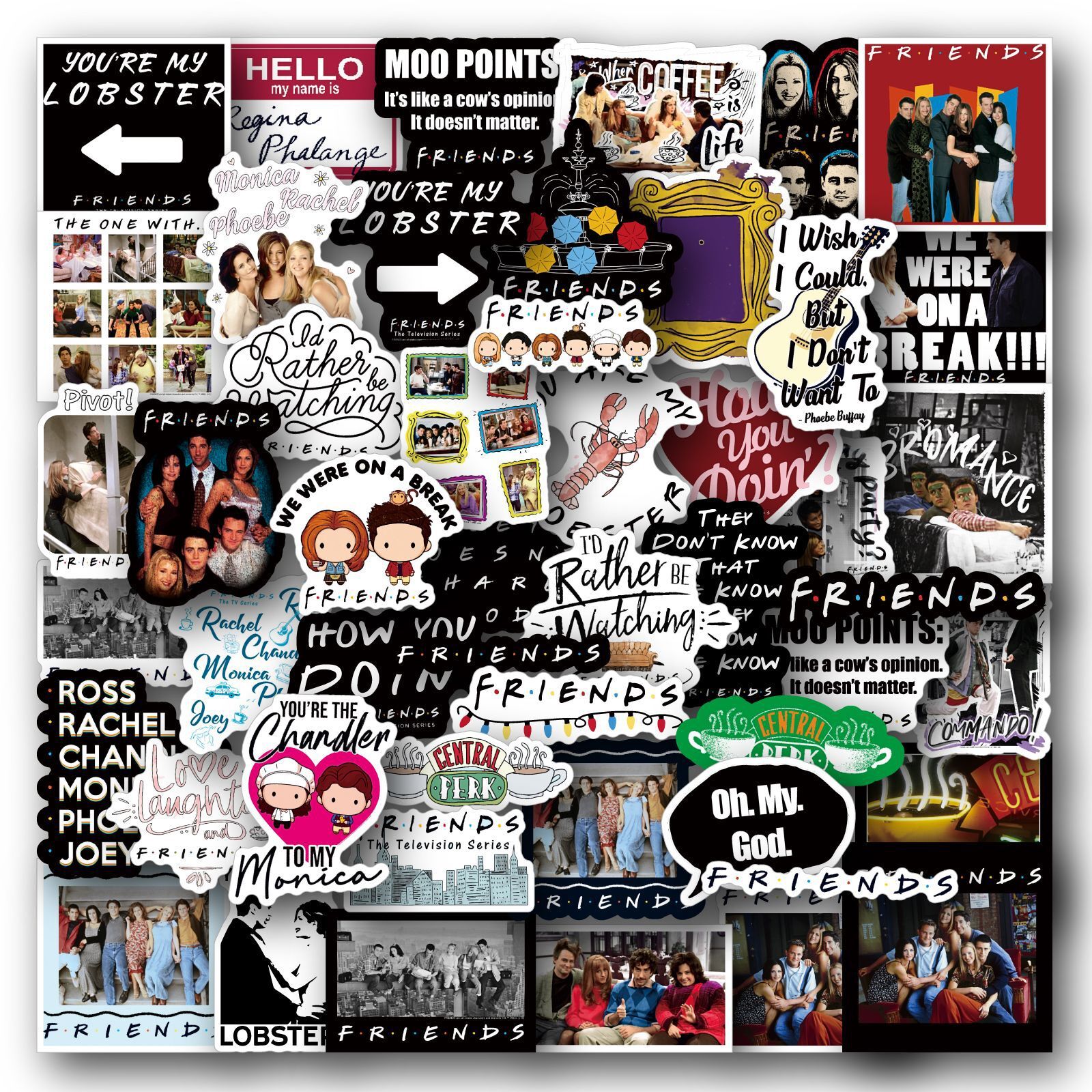 100Pcs TV series Friends Cartoon Sticker for Adults Teens Girls Water Bottles