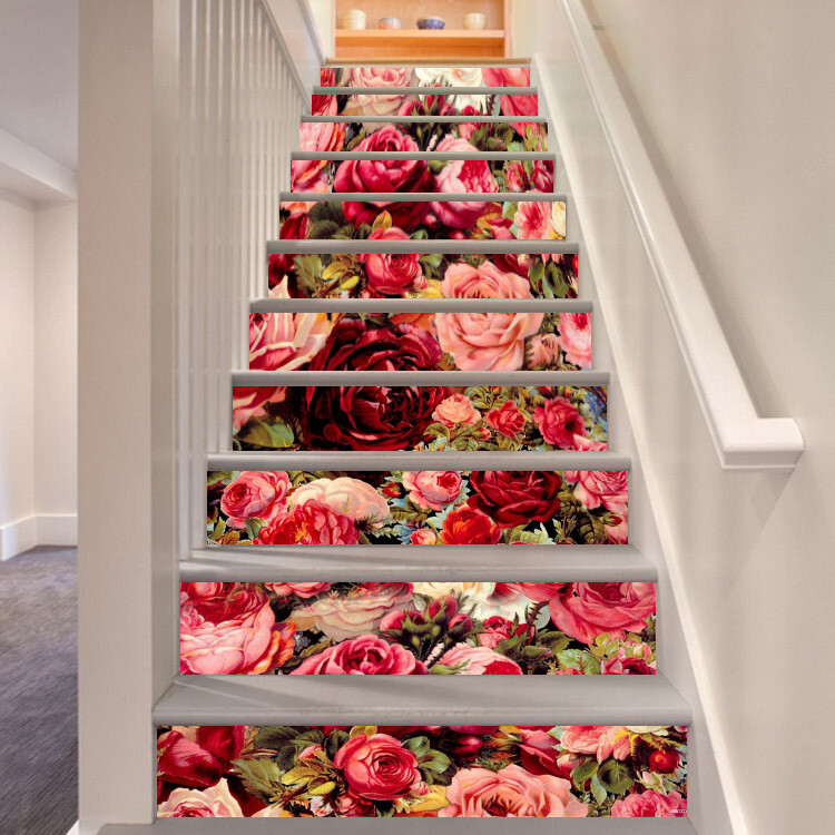 3D Beautiful Peony AZ264 Stair Risers Decoration Mural Vinyl Wallpaper Kay